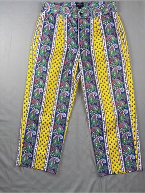 Noah Pants Mens 32 Multicolor Paisley Cotton Stretch Chino Made In Italy